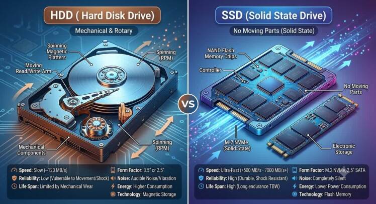 تفاوت هارد SSD با HDD